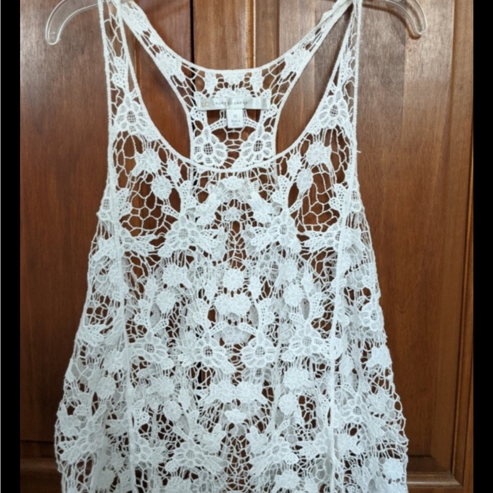 LC Lauren Conrad Cream Lace Tank Top